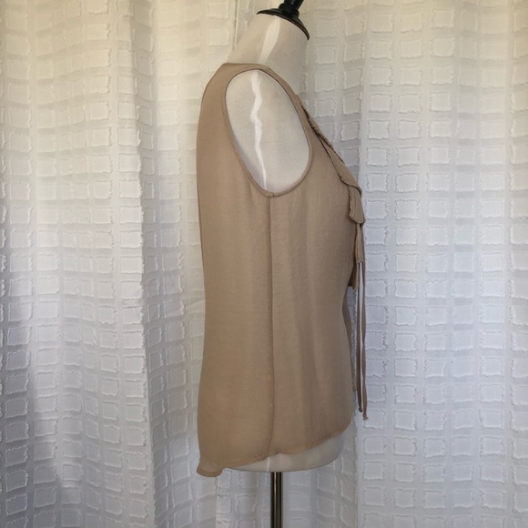 BCBGMAXAZRIA SLEEVELESS LINEN BLOUSE SZ SM TAUPE - Picture 3 of 6